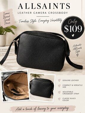 ALLSAINTS LEATHER CAMERA CROSSBODY BAG